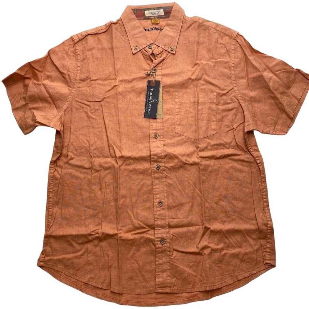 Tailor Vintage Connecticut Originals‎ Shirt Men's LARGE Brick Dust Short-Sleeve